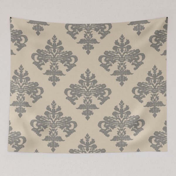 Item preview, Classic Gray Damask Repeat on Beige designed and sold by PunchDrop.
