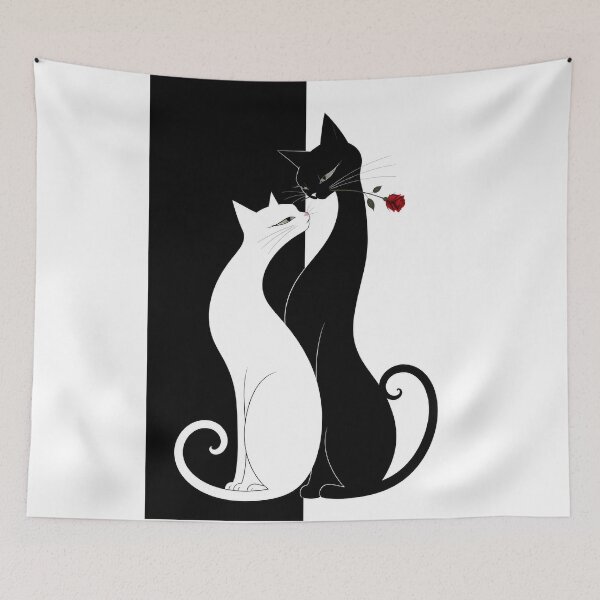 Item preview, Romantic Black and White Cats with a Red Rose designed and sold by Sasas Design.