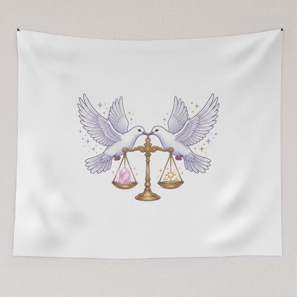 Item preview, Celestial Libra Balancing Doves Golden Brass Scale designed and sold by YNAMREG.