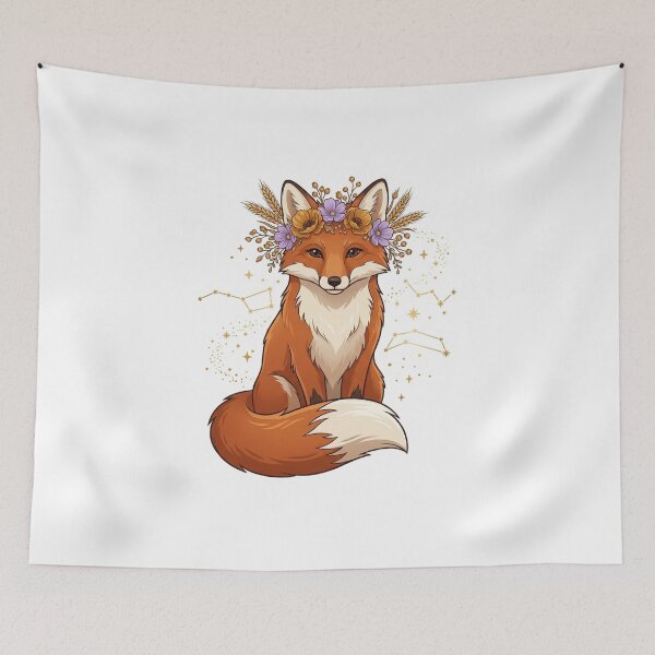 Item preview, Celestial Virgo Fox Golden Wheat Sheaves Autumn Stars designed and sold by YNAMREG.