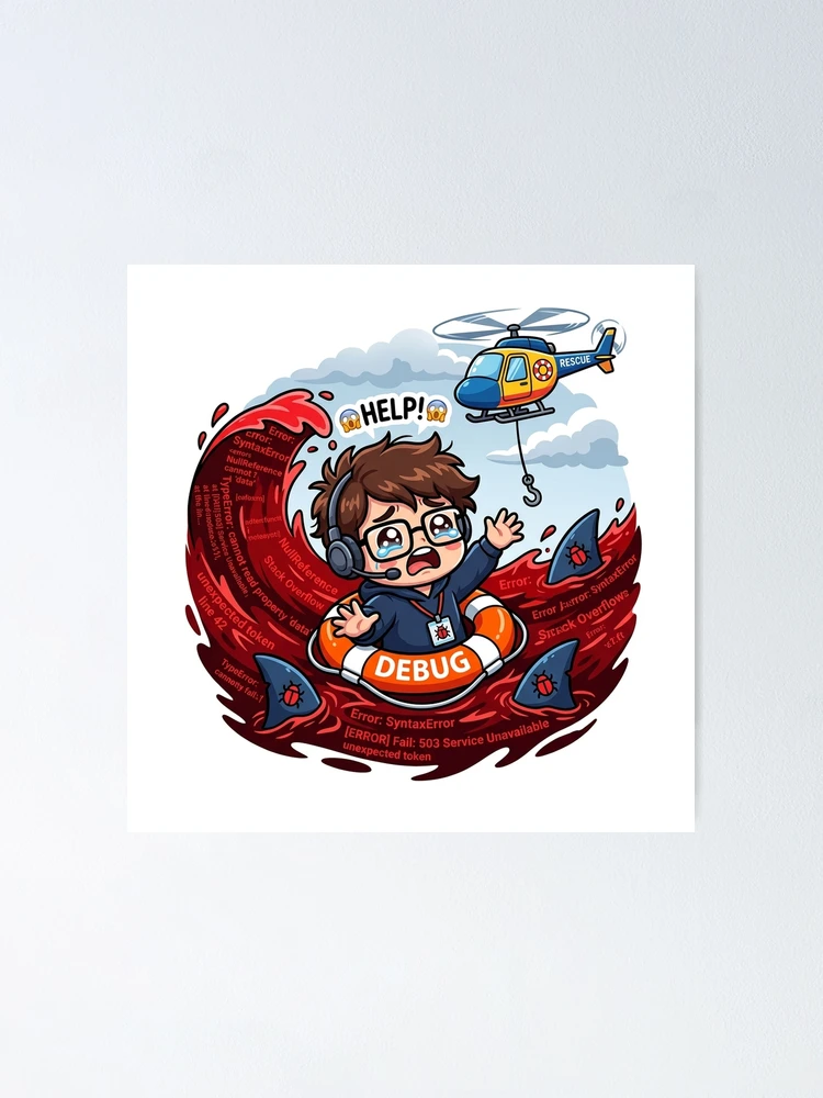 Thumbnail 1 of 3, Poster, Stack Overflow Life Preserver Sticker - Developer Copy Paste Debugging Humor designed and sold by YNAMREG.
