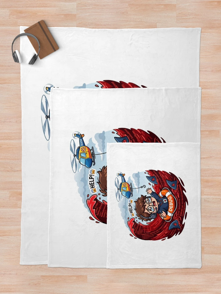 Thumbnail 5 of 6, Throw Blanket, Stack Overflow Life Preserver Sticker - Developer Copy Paste Debugging Humor designed and sold by YNAMREG.
