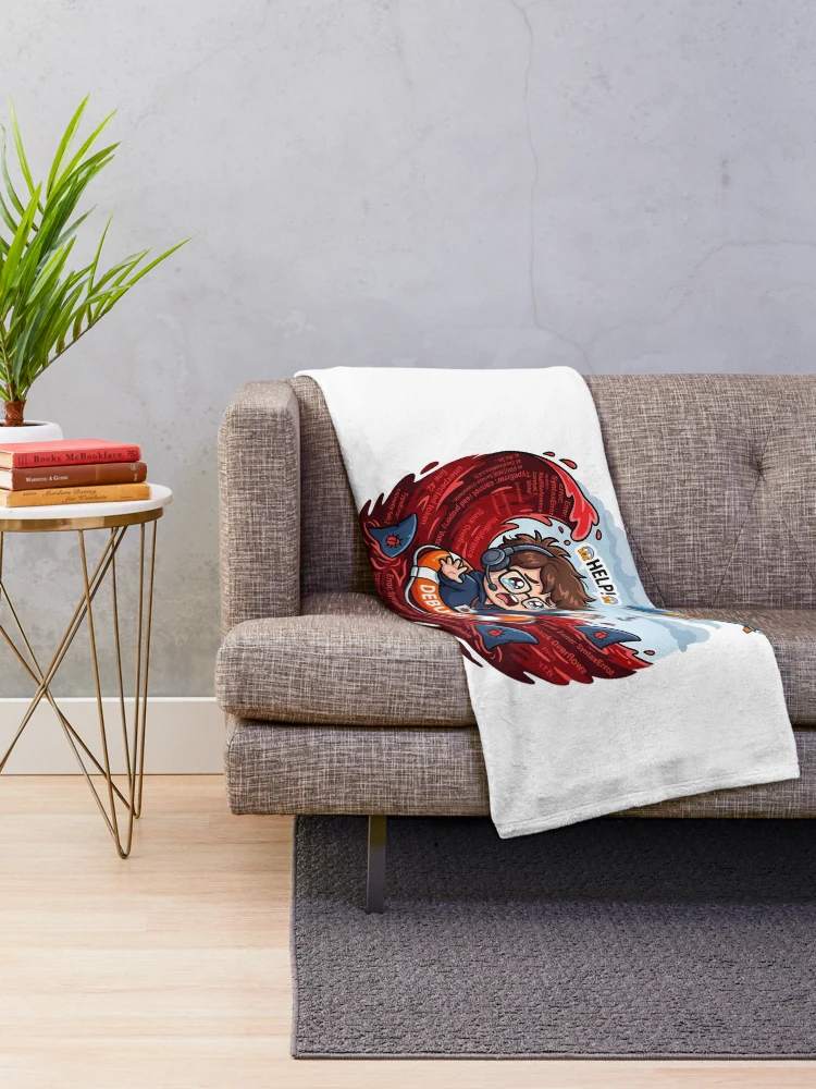Thumbnail 2 of 6, Throw Blanket, Stack Overflow Life Preserver Sticker - Developer Copy Paste Debugging Humor designed and sold by YNAMREG.