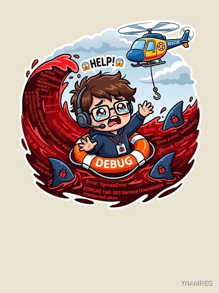 Thumbnail 4 of 4, Relaxed T-Shirt, Stack Overflow Life Preserver Sticker - Developer Copy Paste Debugging Humor designed and sold by YNAMREG.