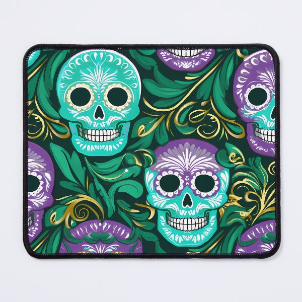 Item preview, Mexican Sugar Skull Marigold Floral Seamless Pattern 08 designed and sold by The Design Asset Station.