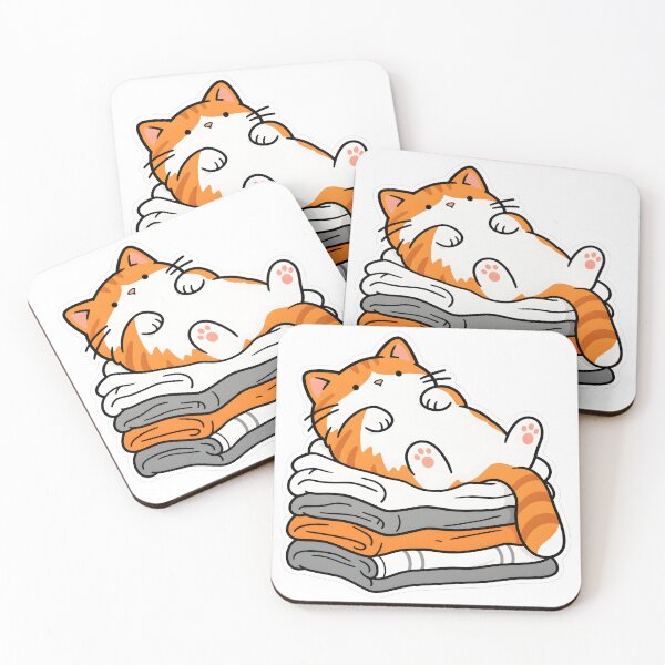 Item preview, Lazy Orange Cat on Folded Laundry Funny Cat designed and sold by victorsuarez.