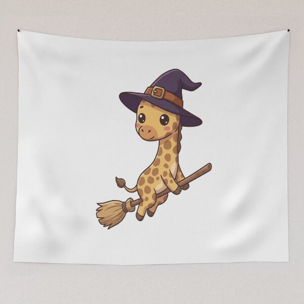 Item preview, Cute Witch Giraffe Broomstick Magic designed and sold by Ella_Sketch.