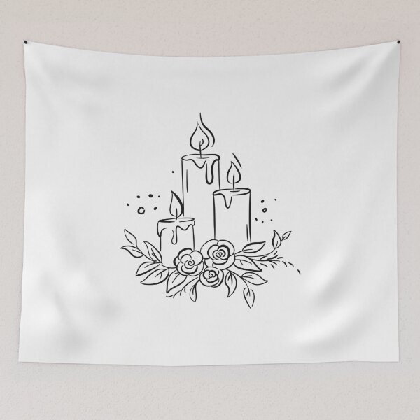 Item preview, Hand Drawn Candle Arrangement with Flowers and Foliage designed and sold by CHERRY--SHOP.