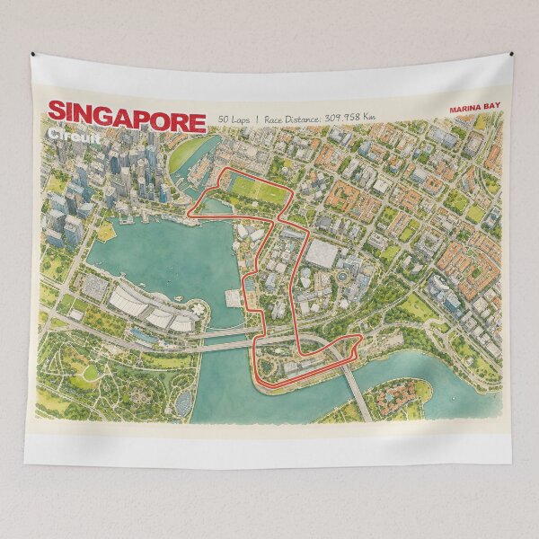 Item preview, Singapore Watercolor Track Map designed and sold by Mariel  Toigo.