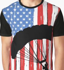 Skydiving American Flag Graphic T-Shirt