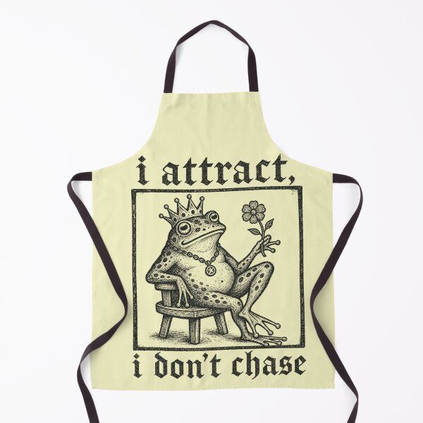 Item preview, I Attract I Don't Chase Frog Art | Crowned Toad Vintage Woodcut Style Motivation Gift designed and sold by illeN-Art-World.