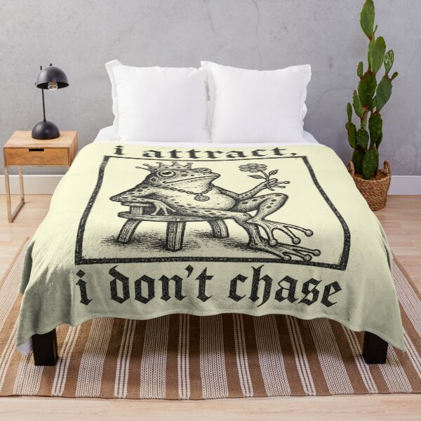 Item preview, I Attract I Don't Chase Frog Art | Crowned Toad Vintage Woodcut Style Motivation Gift designed and sold by illeN-Art-World.