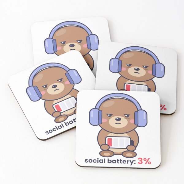 Item preview, Social Battery 3% Sticker - Introvert Headphones designed and sold by TheFreddo.