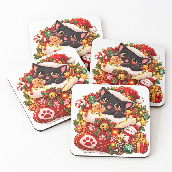Item preview, Cute Christmas Black Cat in Stocking Sticker designed and sold by Genzfirevibes.