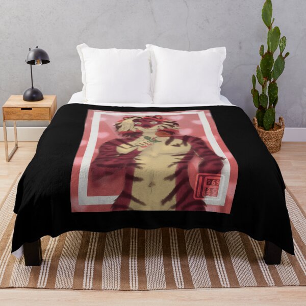 Item preview, Anthropomorphic Red and Cream Tiger with Rose Illustration designed and sold by fibiiistd.
