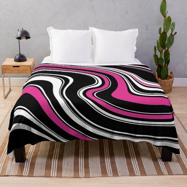Item preview, 60's 70's 80's Retro Liquid Stripe in Black, White and Hot Pink designed and sold by MellowCat.