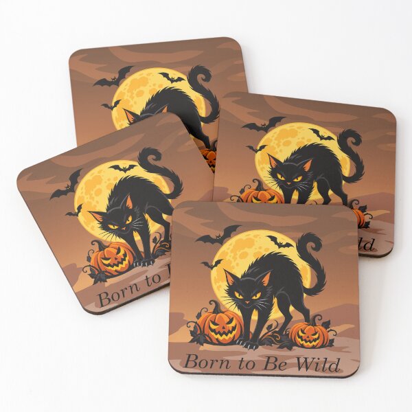 Item preview, Born to Be Wild - Hissing Halloween Black Cat designed and sold by WildAuraStudio.