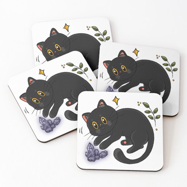 Item preview, Cute Black Cat with Purple Crystals - Kawaii Witchy Cat designed and sold by Amanda | Branding& Ilustración.
