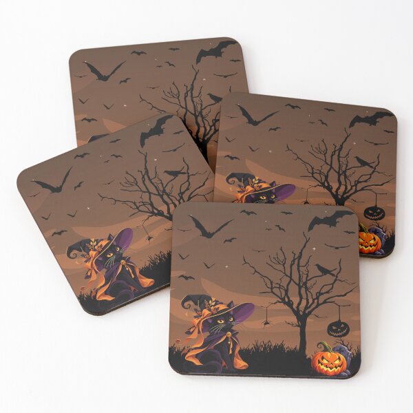 Item preview, Witch Black Cat in Haunted Halloween Forest designed and sold by WildAuraStudio.