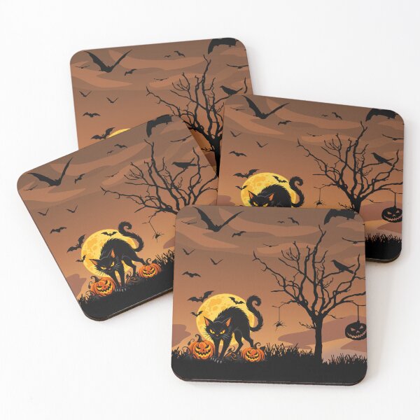 Item preview, Haunted Night Black Cat and Spooky Tree Landscape designed and sold by WildAuraStudio.