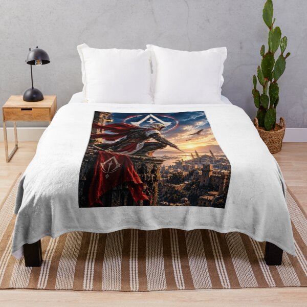 Item preview, Hooded Assassin Over the Golden City – Epic Fantasy Warrior Art designed and sold by Ahsan393.