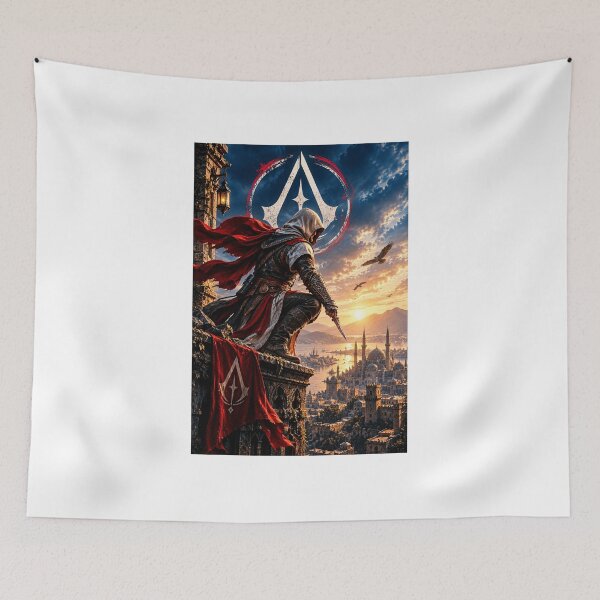 Item preview, Hooded Assassin Over the Golden City – Epic Fantasy Warrior Art designed and sold by Ahsan393.