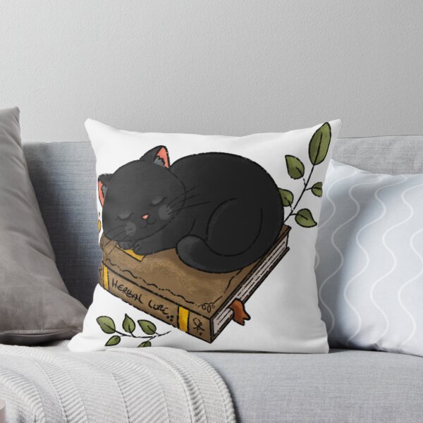Item preview, Cozy Black Cat Sleeping on Herbal Lore Book - Cottagecore Aesthetic designed and sold by Amanda | Branding& Ilustración.