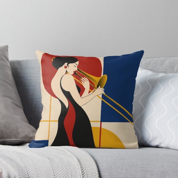 Item preview, Woman Playing Trombone Art Print, Art Deco Jazz Print, Female Musician Art, Bauhaus Music Decor, Trombonist Gift, Vintage Jazz Print designed and sold by Studio pod Burom.