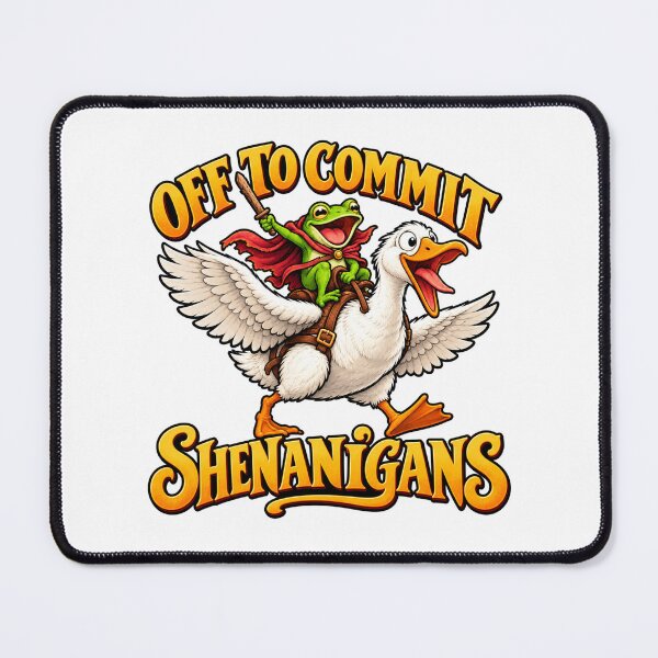 Item preview, Off to Commit Shenanigans Frog Riding on Goose Medieval Animal Humor designed and sold by WeirdlyMild.