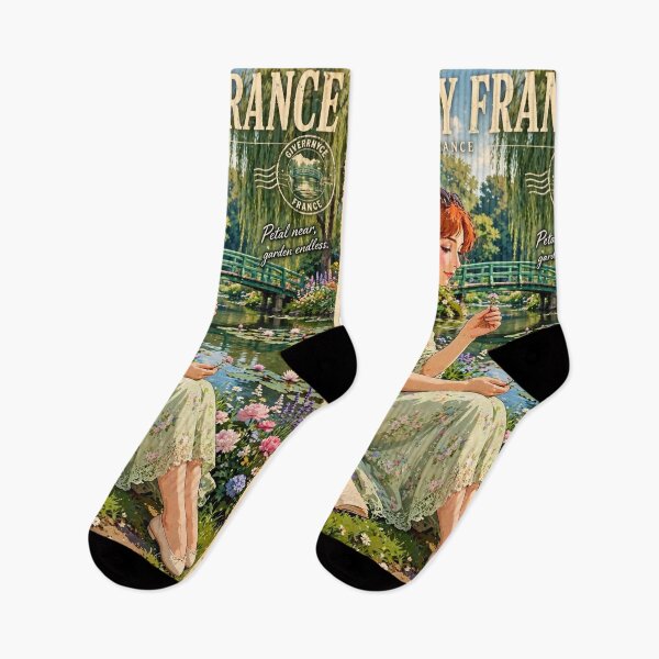 Item preview, France — Giverny — The Red-Haired Traveler in a Garden of Dreams designed and sold by DibujandoPorfa.