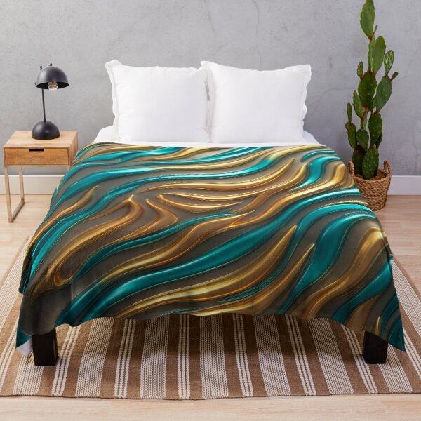 Item preview, Luxurious Teal and Gold Liquid Waves Abstract Texture Art designed and sold by MargaretWiktor.