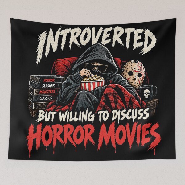 Item preview, Introverted But Willing To Discuss Horror Movies Funny Slasher designed and sold by CrazySzoopWorld.