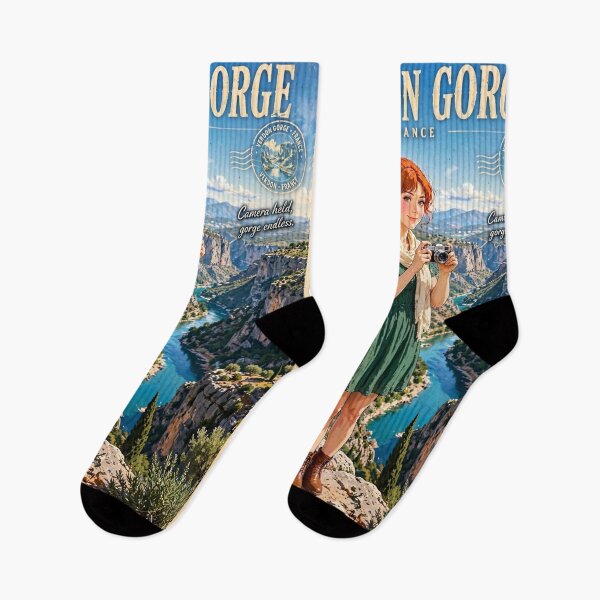 Item preview, France — Verdon Gorge — The Red-Haired Traveler Above the Turquoise Canyon designed and sold by DibujandoPorfa.