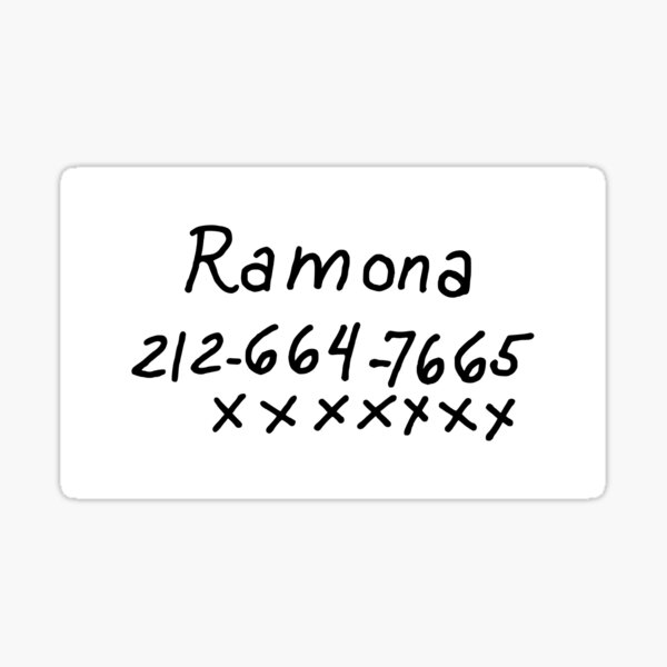 Scott Pilgrim - Ramona Flowers Phone Number Sticker