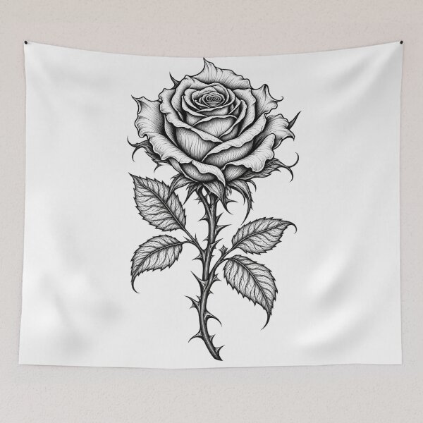 Item preview, Gothic Rose Line Art – Dark Botanical Elegance designed and sold by FalistY.
