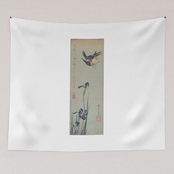 Item preview, Kingfisher and Irises - Hinata 1832, Japanese Woodblock Design designed and sold by cheeseburgercat.