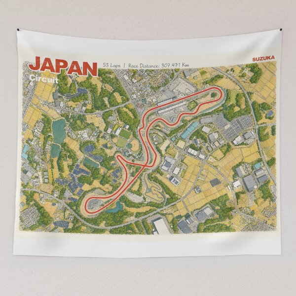 Item preview, Suzuka Watercolor Track Map designed and sold by Mariel  Toigo.