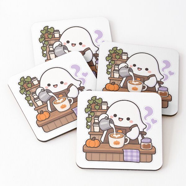 Item preview, Cute Ghost Barista Pouring Pumpkin Spice Latte designed and sold by codex401.