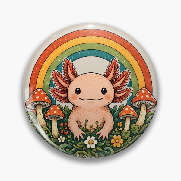 Item preview, Retro Cute Axolotl Rainbow Flower Power Hippie Vintage HD ONLINE STORE designed and sold by bard-art.