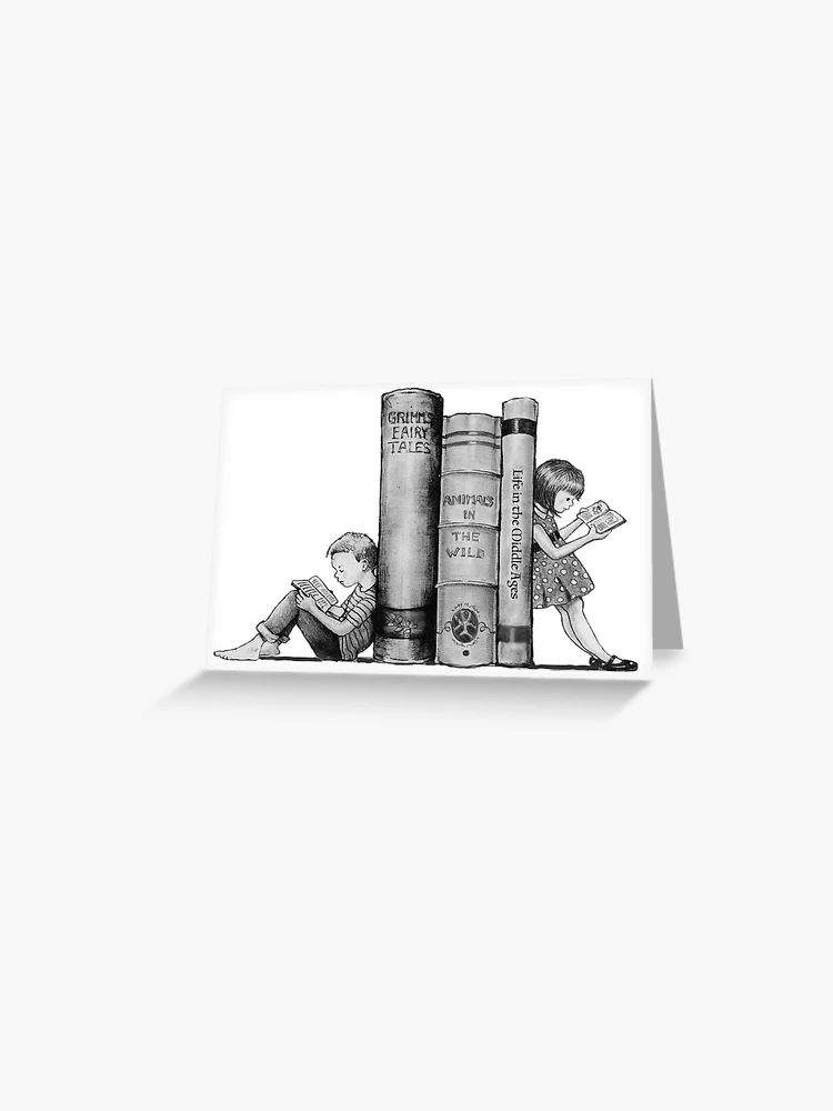 Cute Little Girl Standing on Stack of Books Pencil Drawing Art Board Print  for Sale by Joyce Geleynse