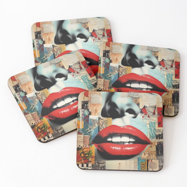 Item preview, Red Lips Pop Art Collage Portrait designed and sold by Groovy Looks.