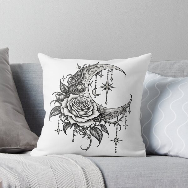 Item preview, Gothic Moon and Rose – Celestial Floral Line Art designed and sold by FalistY.