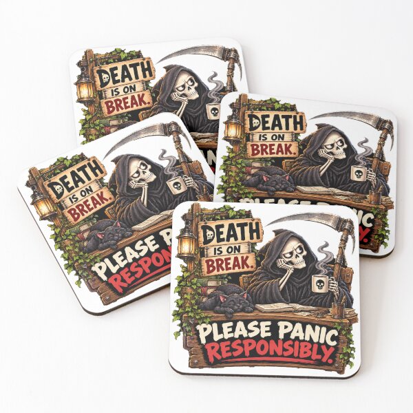 Item preview, Funny Grim Reaper Coffee Break – Death Is on Break designed and sold by EwelinaBa.