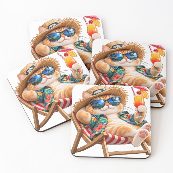 Item preview, Funny Vacation Cat – Chill Summer Vibes Tropical Beach Kitty designed and sold by KreatikaShop.