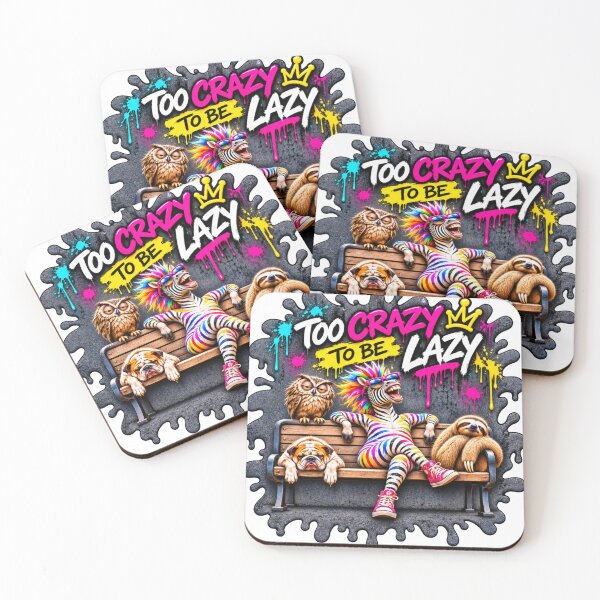 Item preview, Too Crazy to Be Lazy – Funny Rainbow Zebra & Lazy Animals Graffiti Art designed and sold by 7 Art Photography.