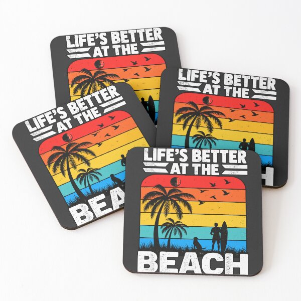 Item preview, Lifes Better At The Beach Retro Sunset Surfer Dog Palm Tree designed and sold by Designart68.