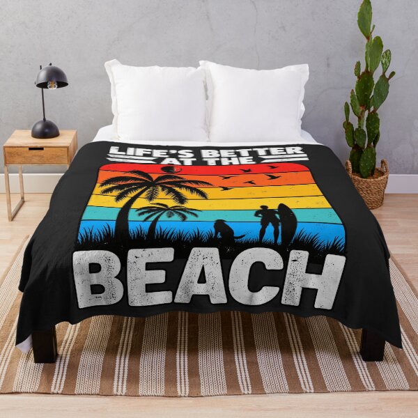 Item preview, Lifes Better At The Beach Retro Sunset Surfer Dog Palm Tree designed and sold by Designart68.