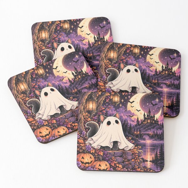Item preview, Moonlit Ghost Cat Halloween Night designed and sold by WonderFlux.