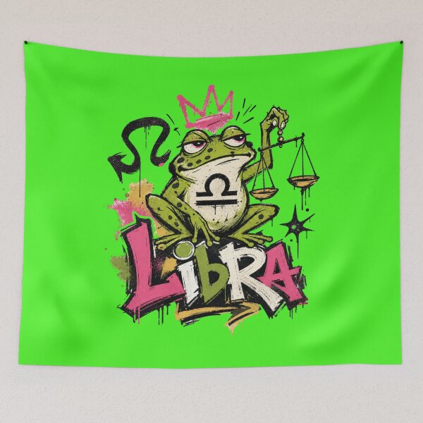Item preview, Libra Zodiac Sign Streetwear Frog Art | Crowned Scales Toad Astrology Gift designed and sold by illeN-Art-World.