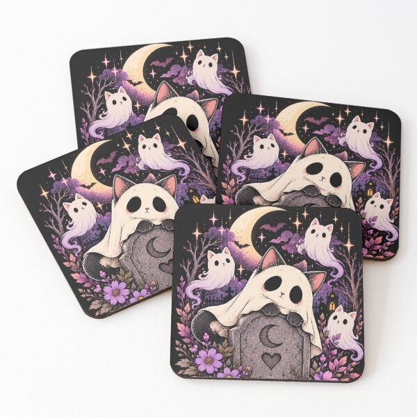 Item preview, Spooky-Cute Ghost Cat Cemetery designed and sold by WonderFlux.